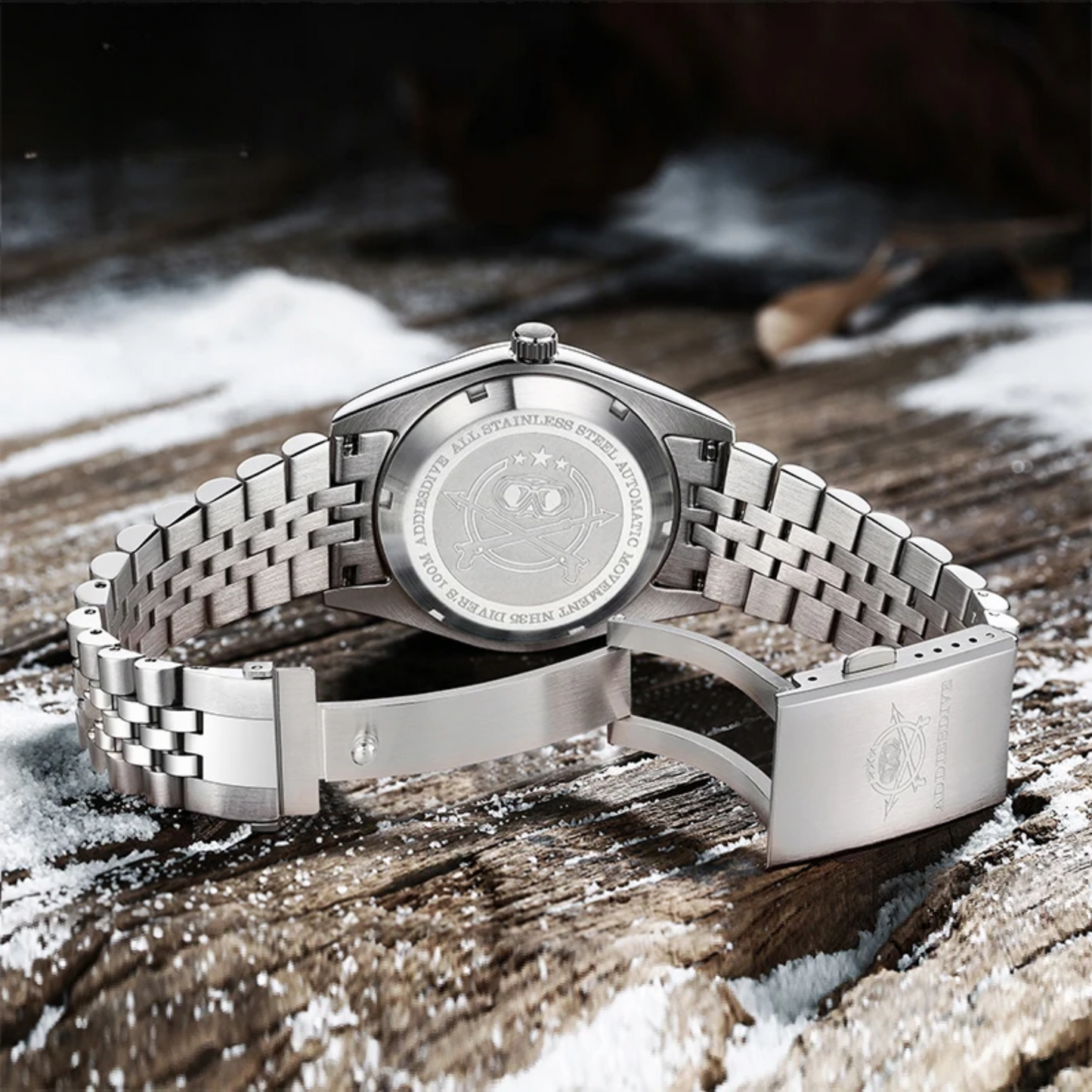 Automatic Mechanical Luxury Watch White Dial Waterproof