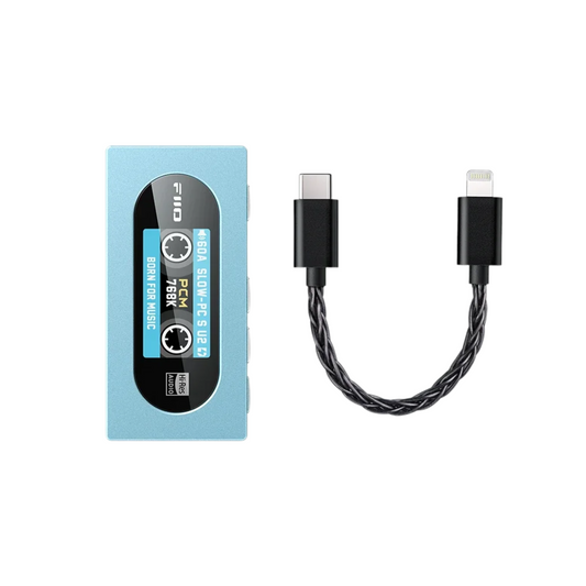 Compact USB DAC AMP for iPhone with Lightning Cable Blue