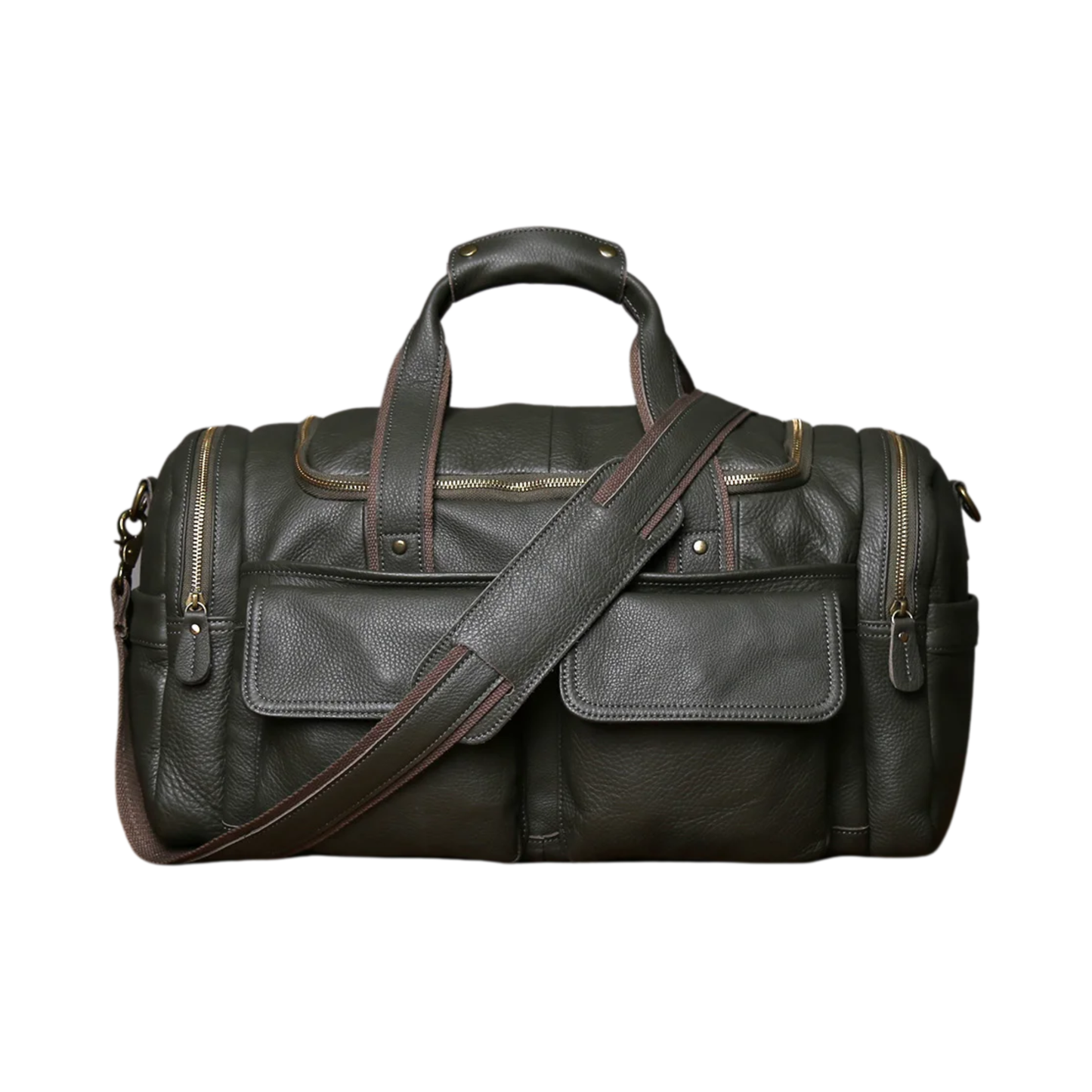 Green Retro Leather Laptop Messenger Bag Travel Carry