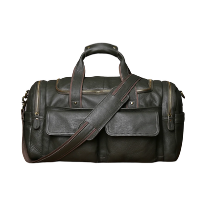 Green Retro Leather Laptop Messenger Bag Travel Carry