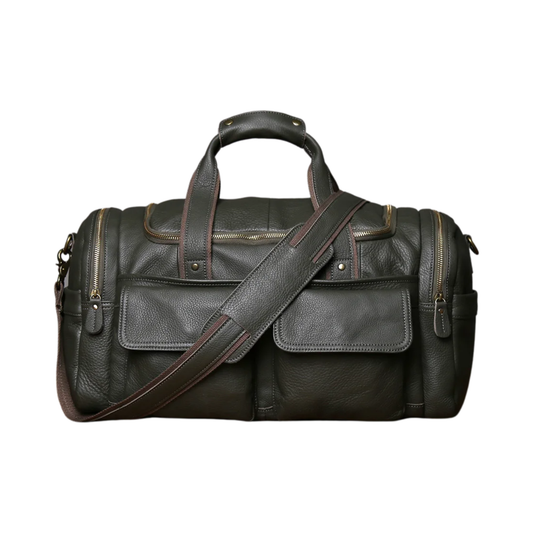 Green Retro Leather Laptop Messenger Bag Travel Carry