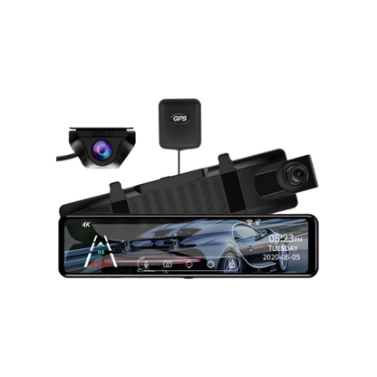 12 Inch 4K Dual Camera Rear View Mirror Dash Cam