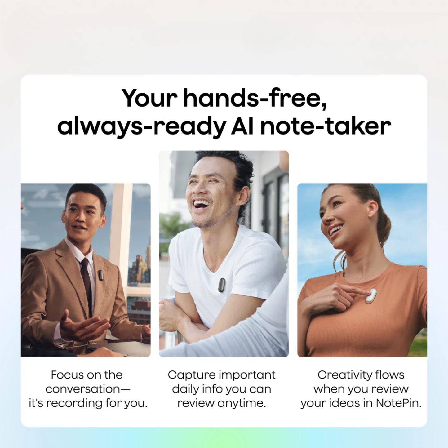 Purple Smart AI Voice Recorder with Wearable Notetaker