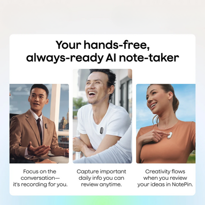 Portable Silver AI Notetaker with Instant Summarization