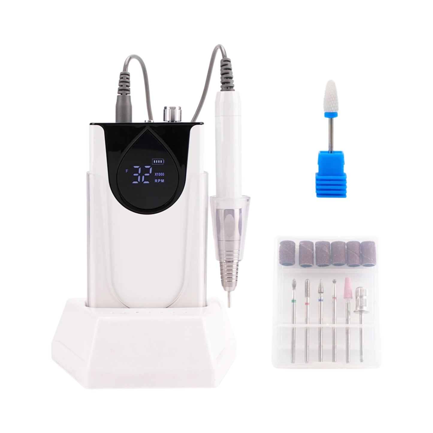 White Cordless Nail Drill 35000RPM Portable Electric File