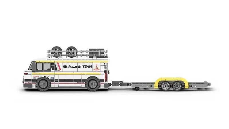 Sports Quattro Car with Team Truck Building Bricks Set