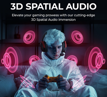 Pink Over Ear Bluetooth Gaming Headset with Mic