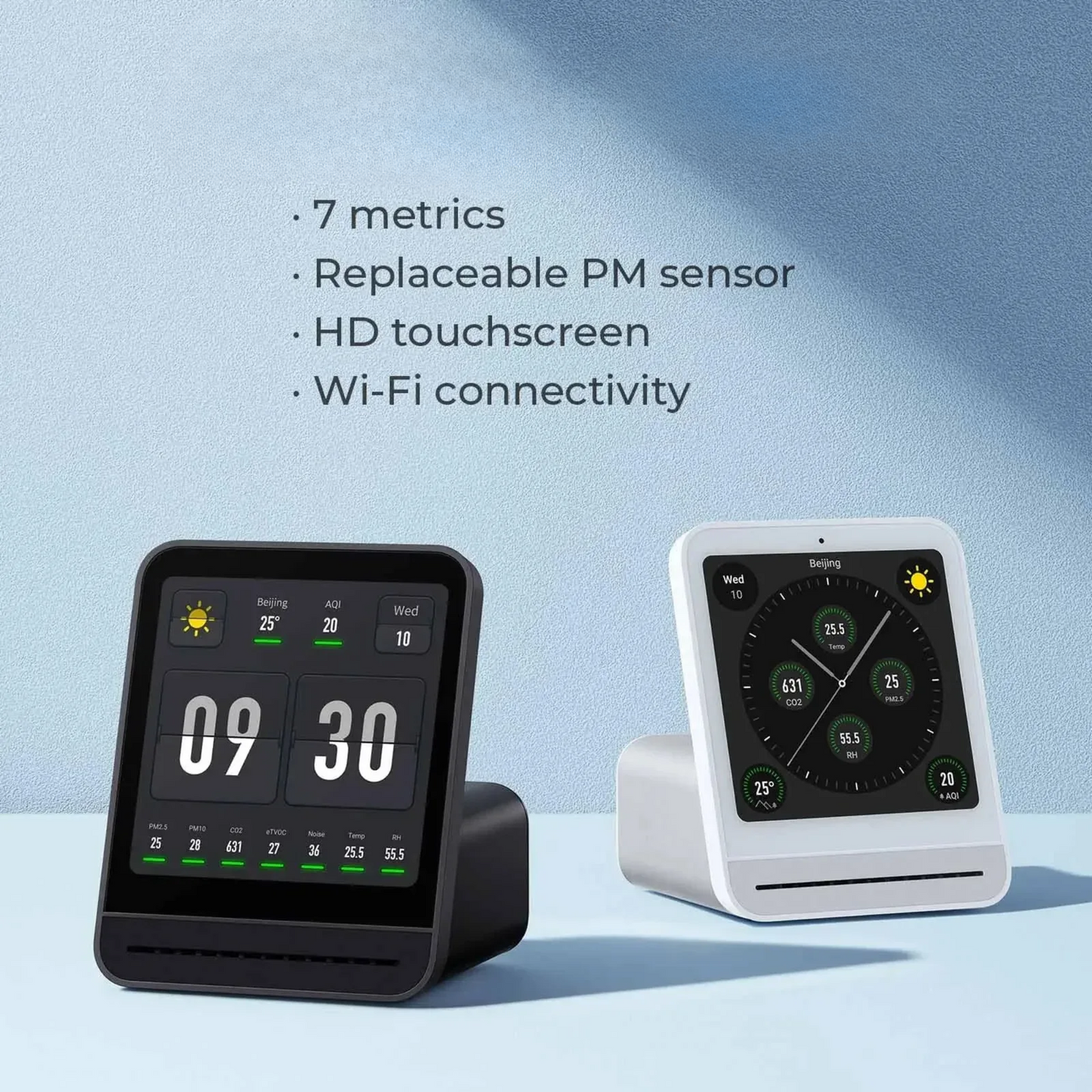 WiFi Air Detector with Touch Screen and Humidity Control White