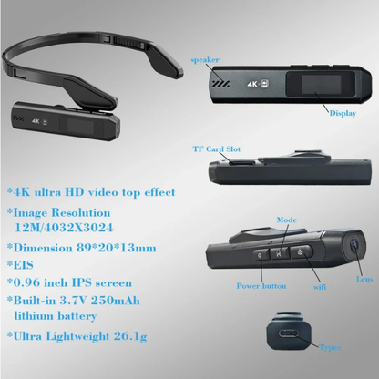 4K Mini Action Camera 12MP WiFi Anti-Shake 128GB