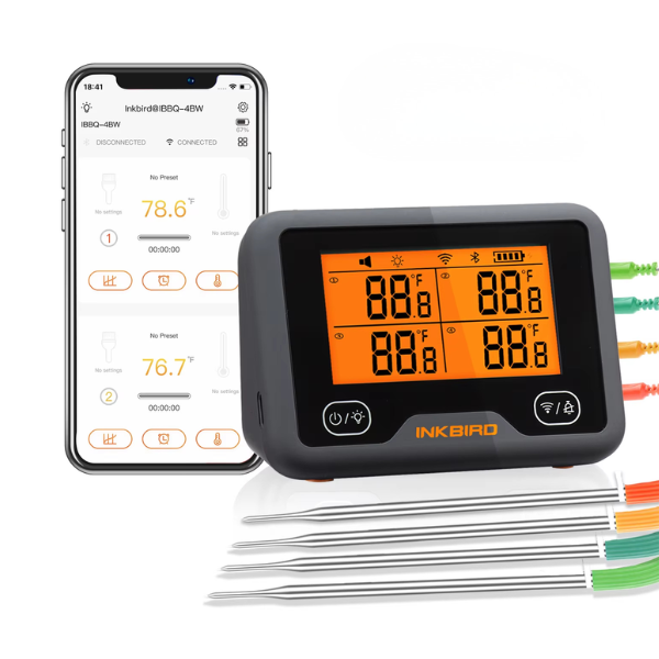 WiFi Meat Thermometer 4-Probe BBQ Digital Thermometer