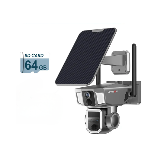 Dual PIR 12MP 6K Outdoor Solar Camera 64G Memory