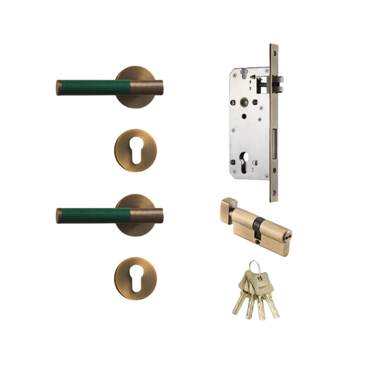 Green Dummy Handle Set for Double Wood Doors