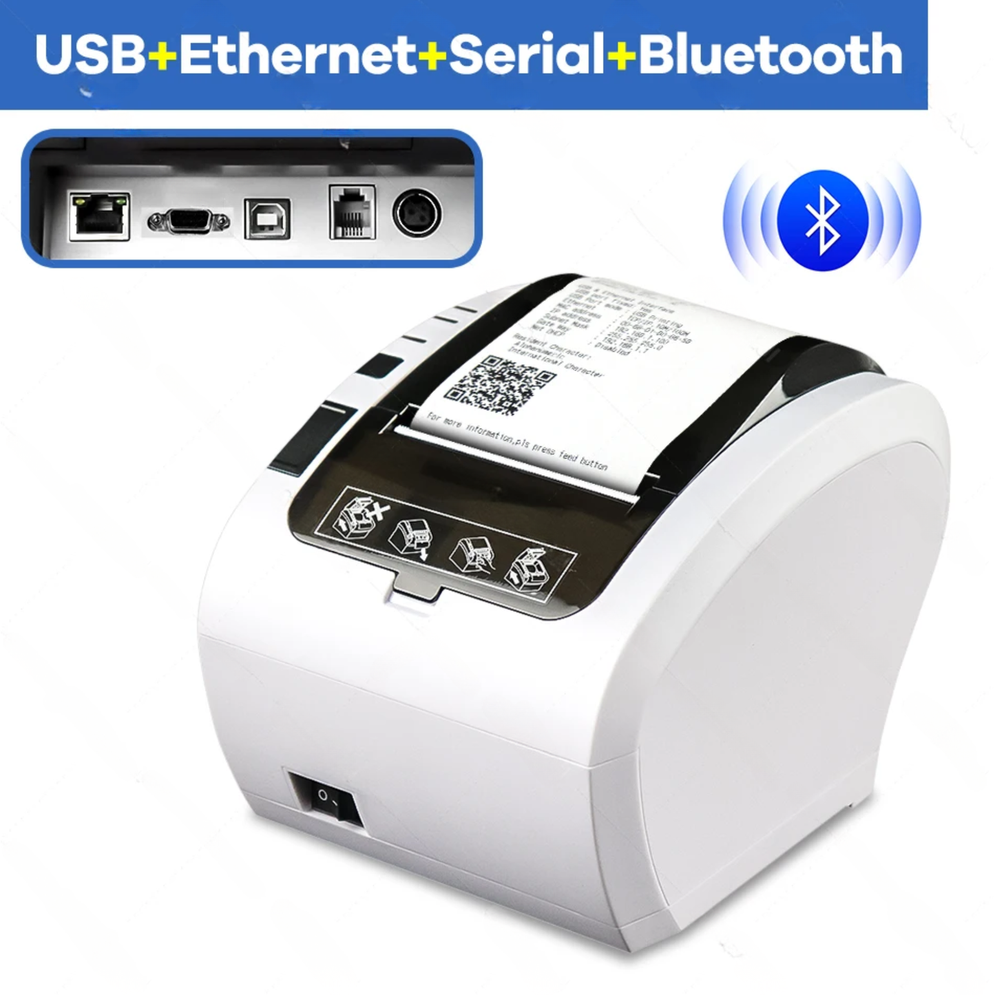 POS Receipt Printer Desktop 80mm USB LAN Serial WiFi