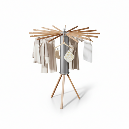 Compact Grey Clothes Drying Rack Foldable Tripod