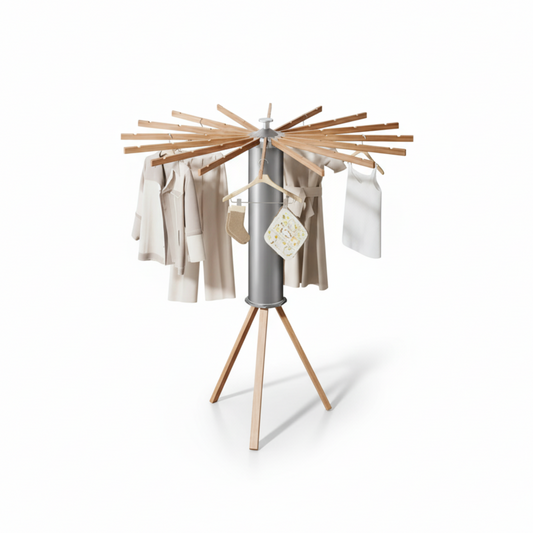 Compact Grey Clothes Drying Rack Foldable Tripod