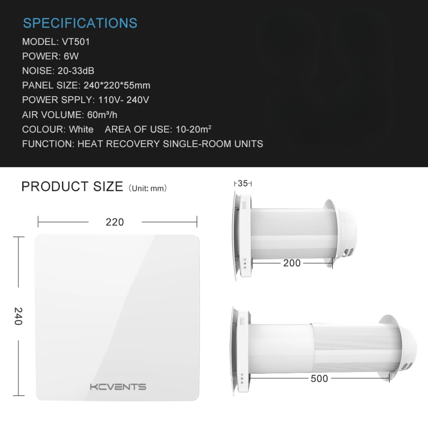 WiFi Enabled Smart Ventilation Unit with Heat Recovery Function