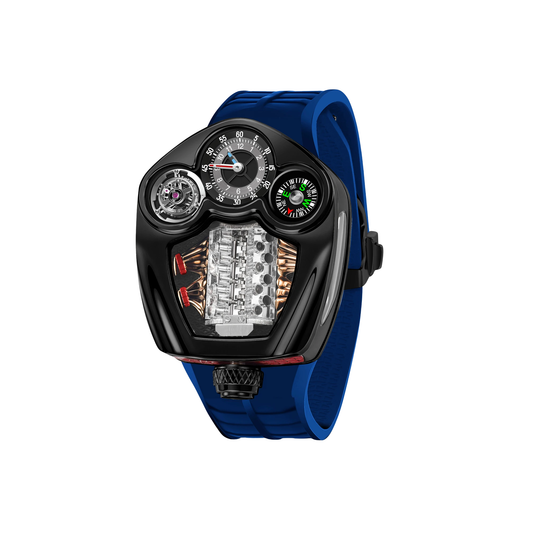 Blue Stainless Quartz Watch with Compass and Waterproof Design