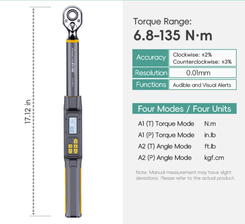 Angle Torque Wrench 6.8-135N.m Car Repair Tool
