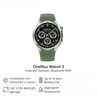 OnePlus Watch 3 Emerald Titanium Smartwatch with GPS and AMOLED
