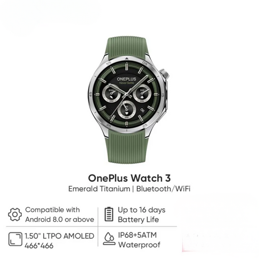 OnePlus Watch 3 Emerald Titanium Smartwatch with GPS and AMOLED