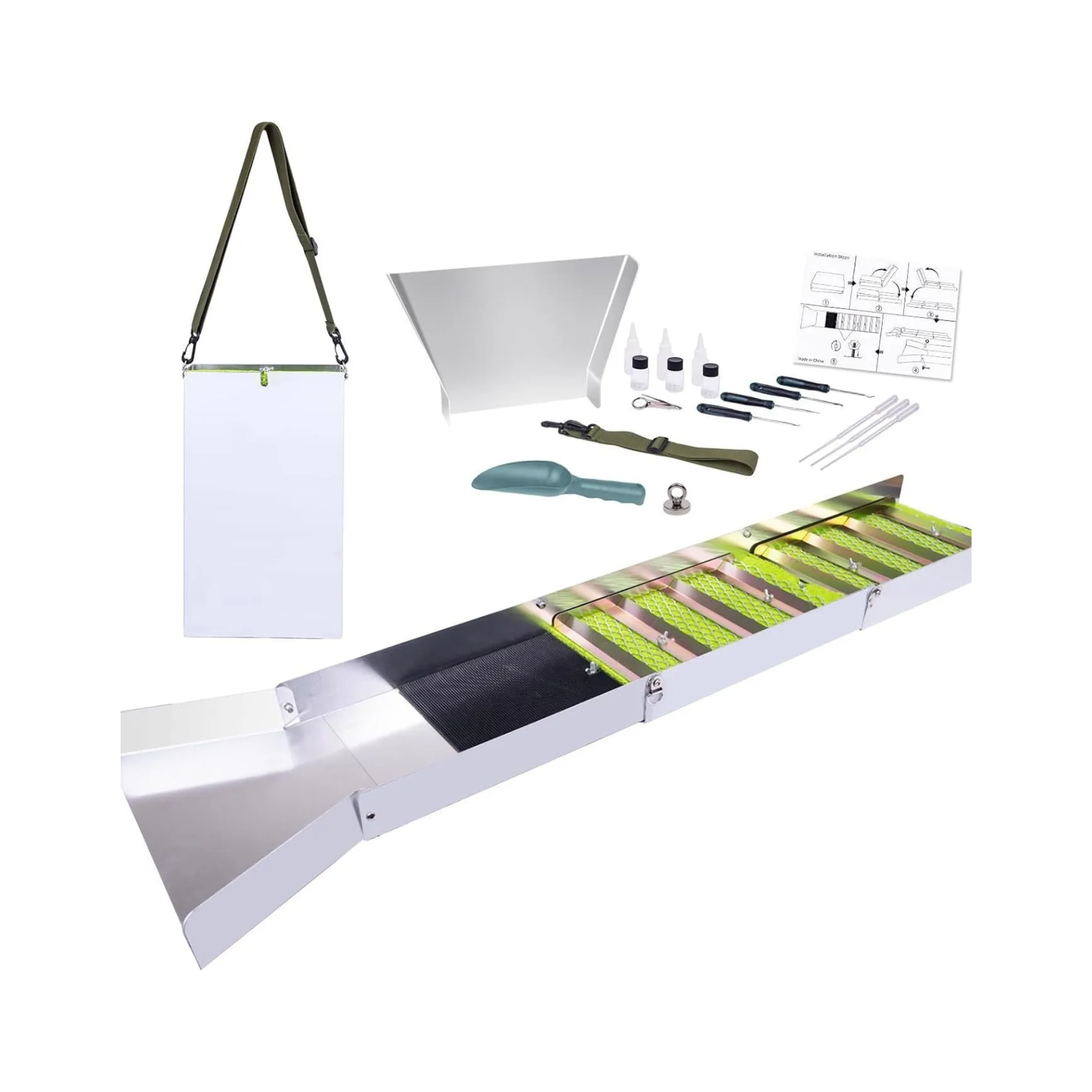 Gold Panning Kit with 50in Folding Sluice Box