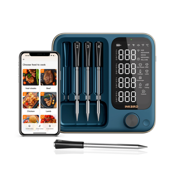 Smart WiFi Bluetooth Meat Thermometer with 4 Waterproof Probes