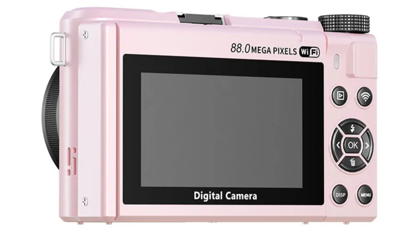 Pink Digital Camera 8K 88MP WiFi Flip Screen 18x Zoom