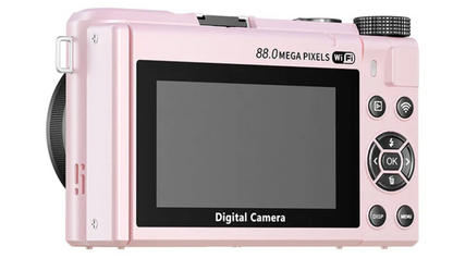 Pink Digital Camera 8K 88MP WiFi Flip Screen 18x Zoom
