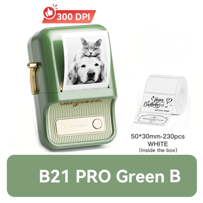 Portable Green Thermal Label Printer Bluetooth 300DPI