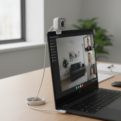 Professional USB Webcam 60fps Autofocus Streaming Camera White