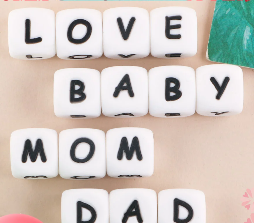 10mm Letter Silicone Beads Bulk Pack Bracelet Necklace DIY