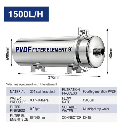1500L Stainless Steel Tap Water Filter for Kitchen