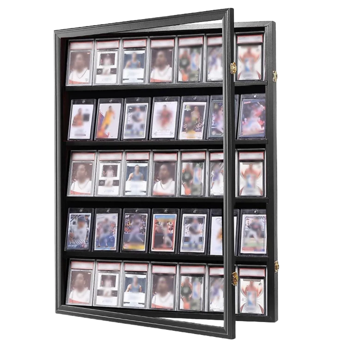 Sports Card Display Case UV Acrylic Front Gray Wooden