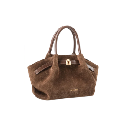 Soft Brown Suede Crossbody Purse with Classic Bucket Design