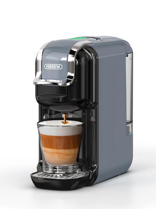 5-in-1 Coffee Machine Capsule Pod Ground Coffee Grey