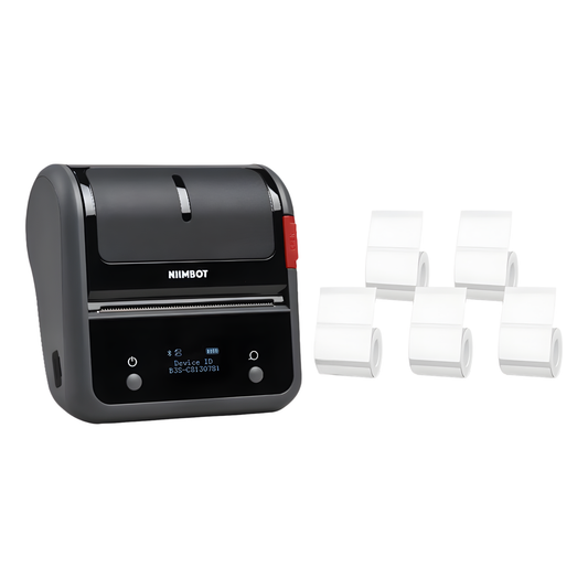 B3S Pocket Label Maker with White 5-Roll 50x30mm