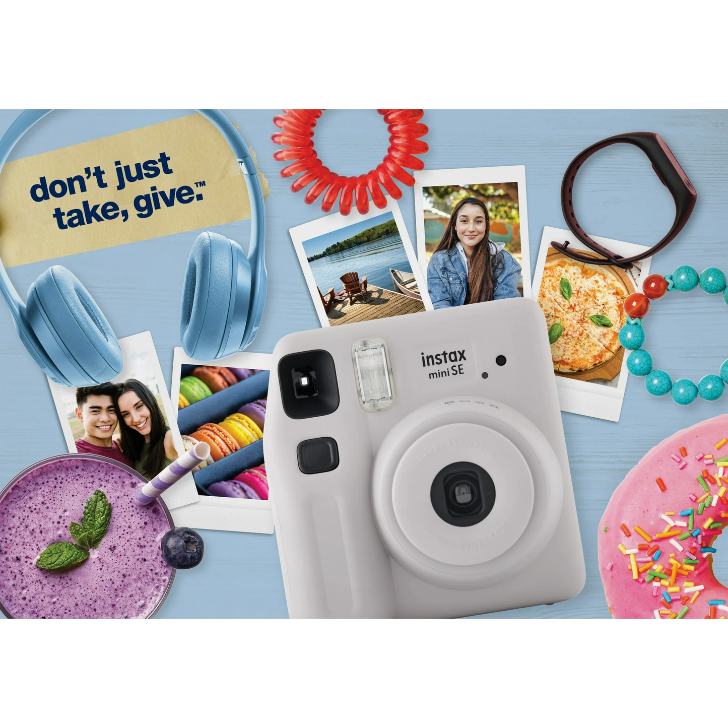 Portable Instant Camera White Mini Print Auto Exposure