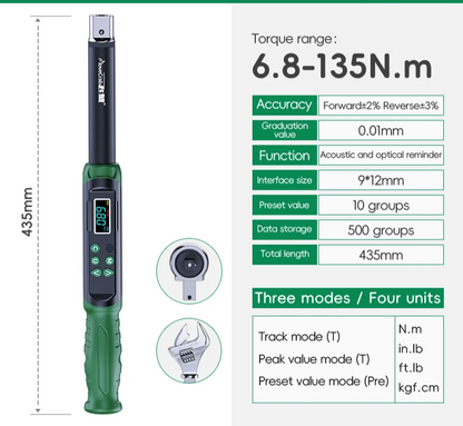 Precision Adjustable Torque Wrench with Interchangeable Heads