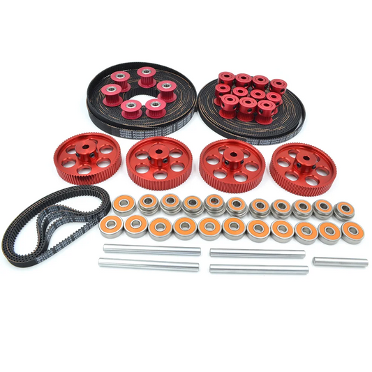 Heavy Duty GT2 Motion Kit Timing Belt Pulley Bearings 80T No flange Red 1
