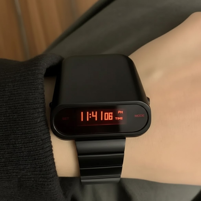 Unique 1970s Style Digital Watch Men White