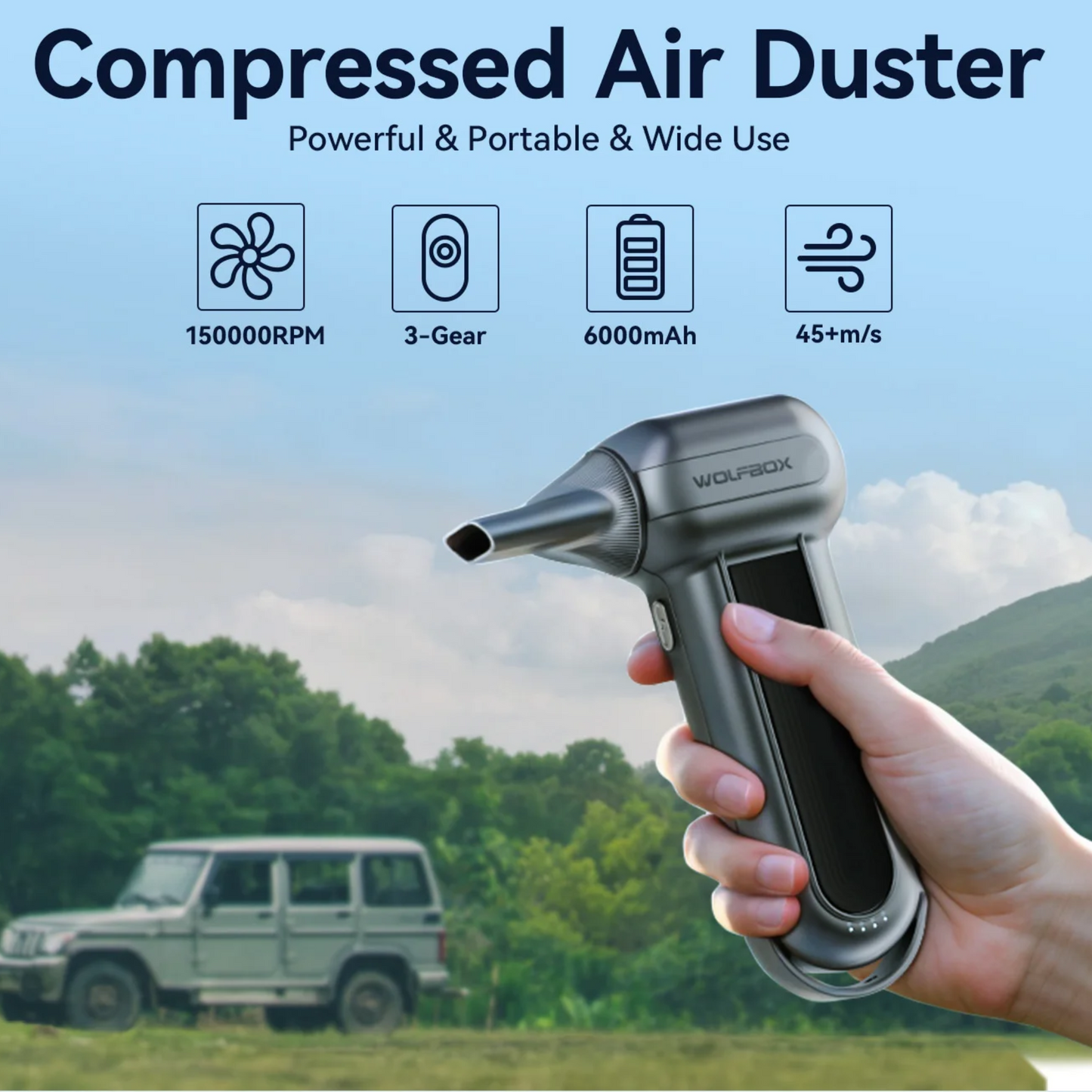 Rechargeable Electric Air Duster with 150000RPM Brushless Motor