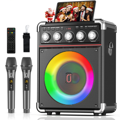 Portable Bluetooth Karaoke Speaker with Mic & Bass Control