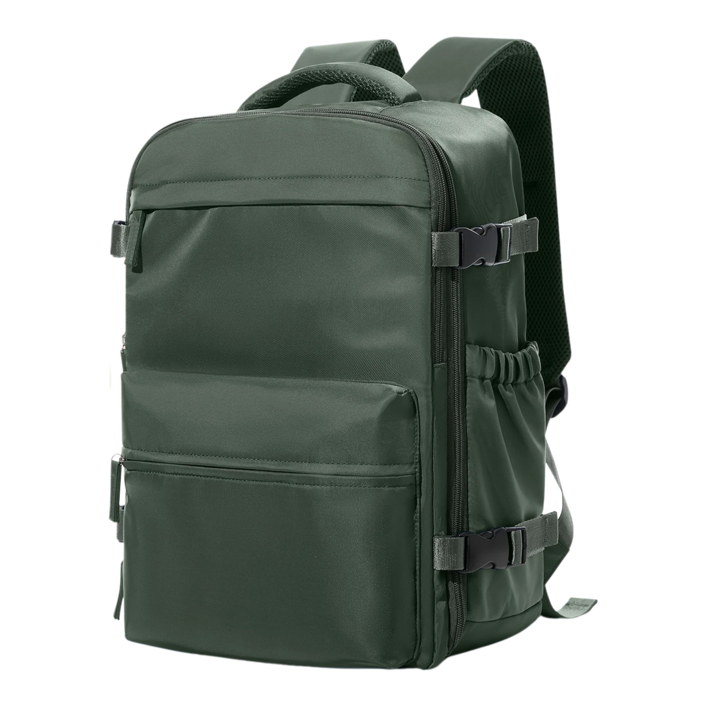 Lightweight Business Travel Backpack with Compression Straps Green