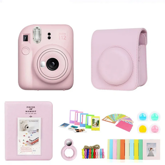 Instax Mini 12 Camera Pink with Bag & Photo Paper