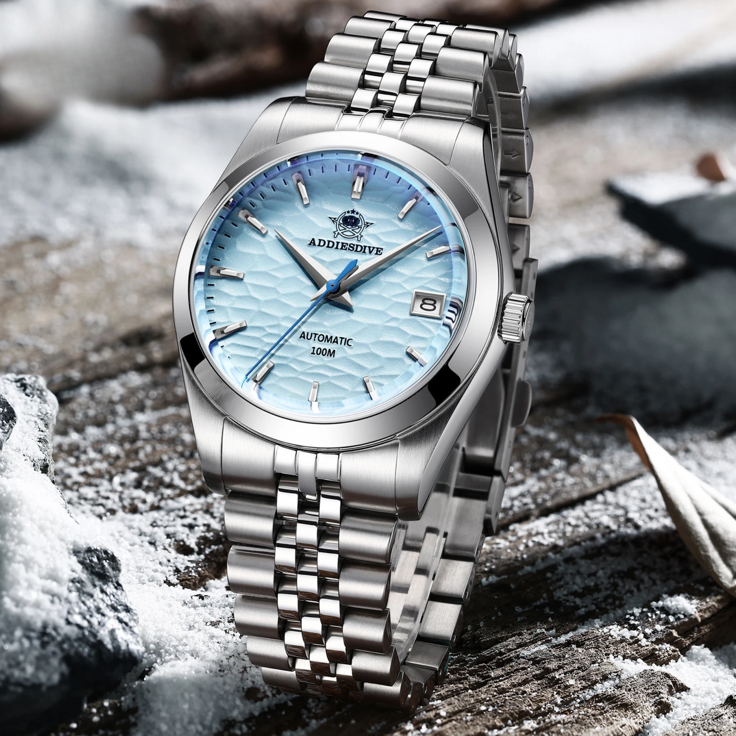 Silver Luminous Business Mechanical Watch Blue Face