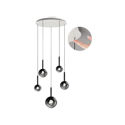 Modern 5-Head LED Pendant Light with Remote Dimming