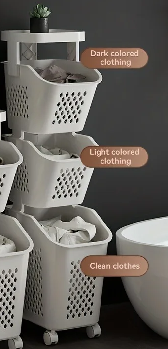 Portable Rolling Storage Basket for Clothes and Sundries