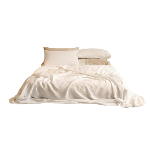 Pure Linen 4 Piece Queen Size Bedding Set Bleach Color