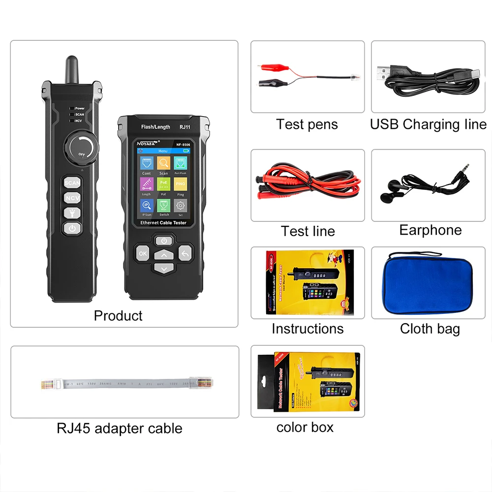 Professional Ethernet Cable Tester for Flash & POE