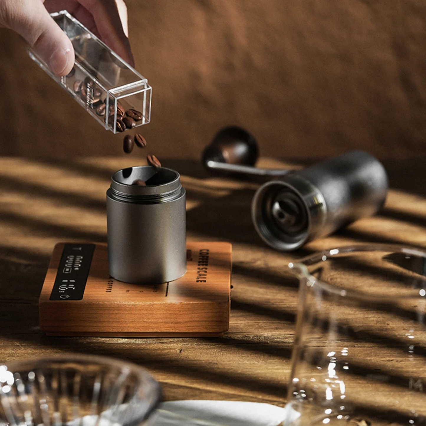 Rechargeable Walnut Espresso Scale with Timer 2kg